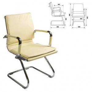 Кресло для приемных и переговорных CH-993-Low-V с низкой спинкой, экокожа, хром, слоновая кость