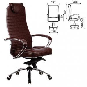 Кресло офисное МЕТТА «SAMURAI» KL-1, кожа, темно-коричневое
