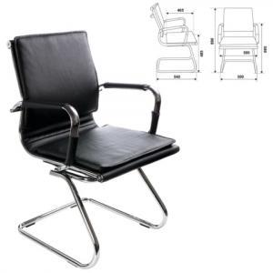 Кресло для приемных и переговорных CH-993-Low-V с низкой спинкой, экокожа, хром, черное