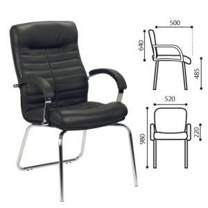 Кресло для приемных и переговорных «Orion CFA/LB steel chrome», кожа, черное
