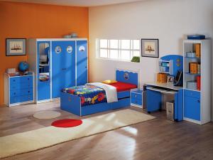 Комплект детской мебели: белый/синий