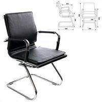 Кресло для приемных и переговорных CH-993-Low-V с низкой спинкой, экокожа, хром, черное
