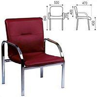 Кресло для приемных и переговорных «Staff», с подлокотниками, кожзаменитель, хром, бордовое